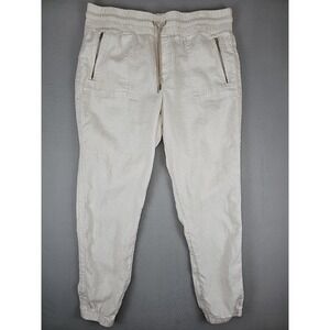 Athleta Cabo Linen Jogger Size 16T Cream Cheetah Beachy Coastal Casual Pants